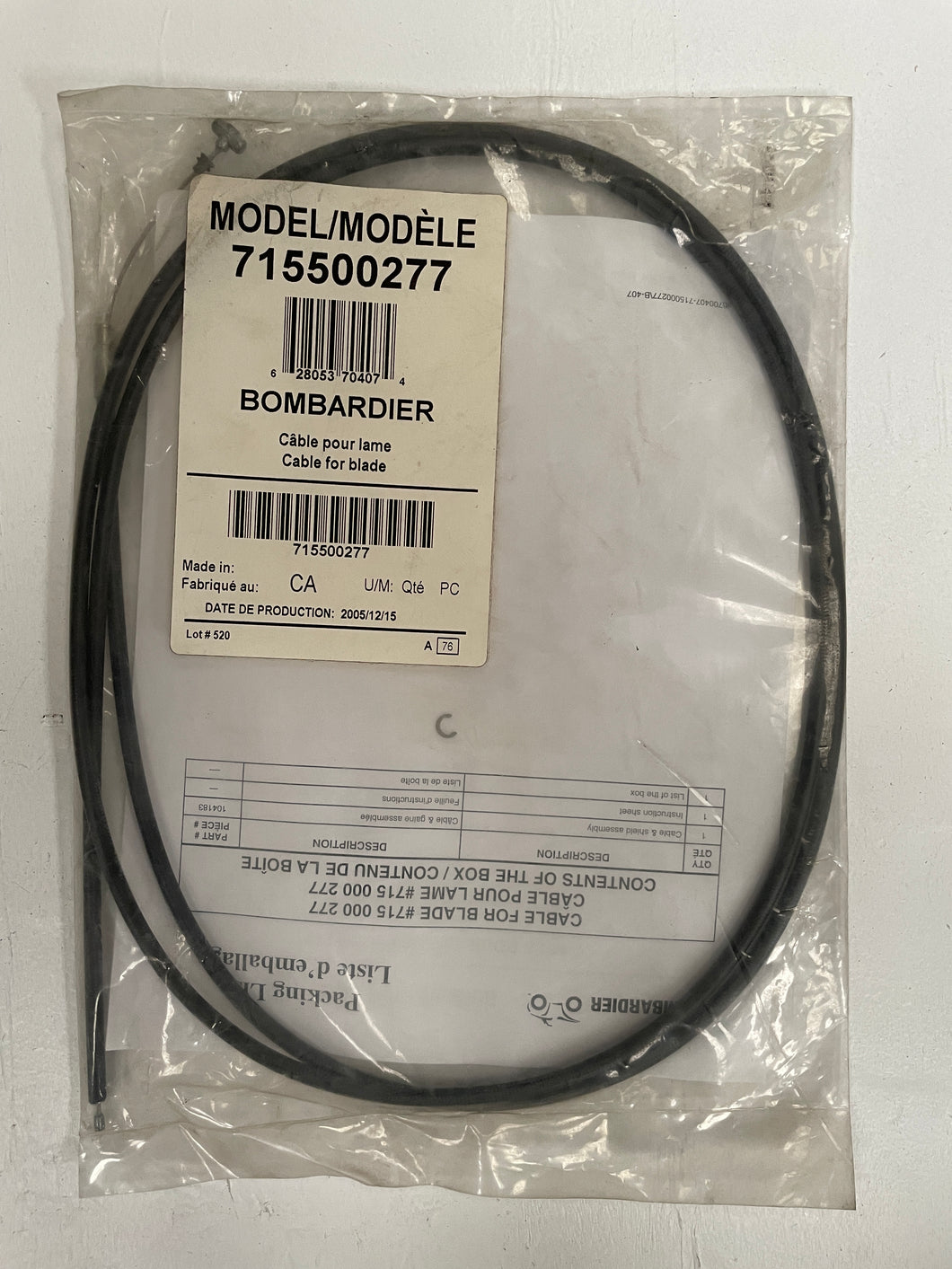 Can-Am New OEM Cable Pelle *Cable For Snow Plow (ref : 715500277)